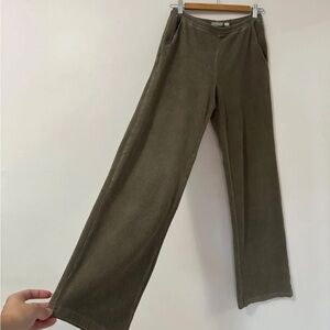 Olive Corduroy Wide-Leg Pants
